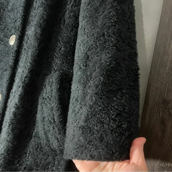 Vintage 1960's Fingerhut Fashion Jackie O Black Coat Black w/ Metal Buttons - Picture 4 of 14